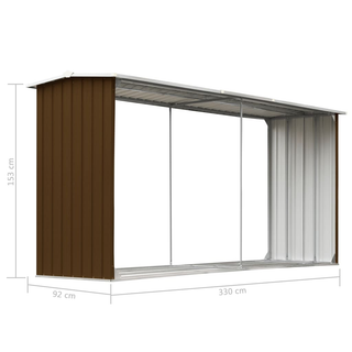 vidaXL Garden Log Storage Shed Galvanised Steel 330x92x153 cm Brown - Giant Lobelia