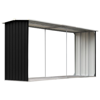 vidaXL Garden Log Storage Shed Galvanised Steel 330x92x153 cm Anthracite - Giant Lobelia