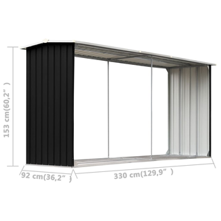 vidaXL Garden Log Storage Shed Galvanised Steel 330x92x153 cm Anthracite - Giant Lobelia