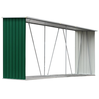 vidaXL Garden Log Storage Shed Galvanised Steel 330x84x152 cm Green - Giant Lobelia