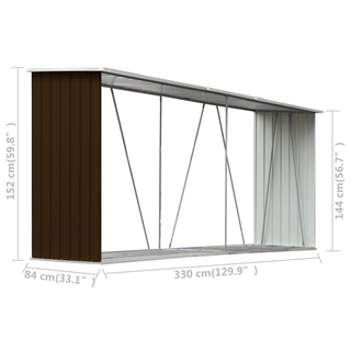 vidaXL Garden Log Storage Shed Galvanised Steel 330x84x152 cm Brown - Giant Lobelia