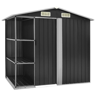 Garden Shed with Rack Anthracite 205x130x183 cm Iron - Giant Lobelia