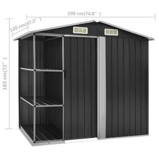 Garden Shed with Rack Anthracite 205x130x183 cm Iron - Giant Lobelia