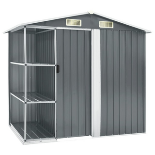 vidaXL Garden Shed with Rack Grey 205x130x183 cm Iron - Giant Lobelia