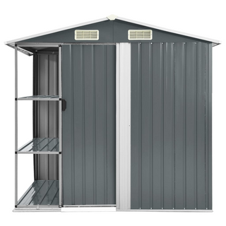 vidaXL Garden Shed with Rack Grey 205x130x183 cm Iron - Giant Lobelia