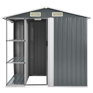 vidaXL Garden Shed with Rack Grey 205x130x183 cm Iron - Giant Lobelia