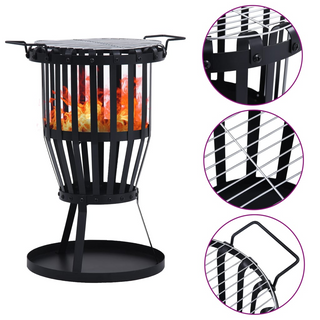 vidaXL Garden Fire Pit Basket with BBQ Grill Steel 47.5 cm - Giant Lobelia