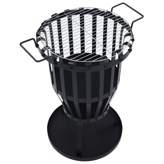 vidaXL Garden Fire Pit Basket with BBQ Grill Steel 47.5 cm - Giant Lobelia