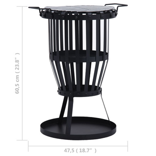 vidaXL Garden Fire Pit Basket with BBQ Grill Steel 47.5 cm - Giant Lobelia