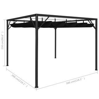 Garden Gazebo with Retractable Roof Canopy 3x3 m Anthracite - Giant Lobelia