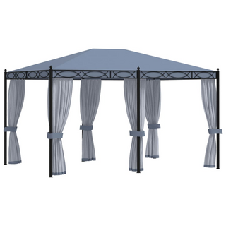 Gazebo with Mesh Screens 3x4 m Anthracite Steel - Giant Lobelia