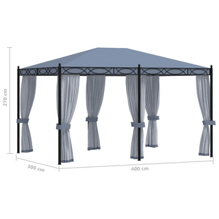 Gazebo with Mesh Screens 3x4 m Anthracite Steel - Giant Lobelia