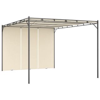 Garden Gazebo with Side Curtain 4x3x2.25 m Cream - Giant Lobelia