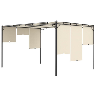 Garden Gazebo with Side Curtain 4x3x2.25 m Cream - Giant Lobelia