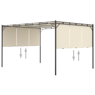 Garden Gazebo with Side Curtain 4x3x2.25 m Cream - Giant Lobelia