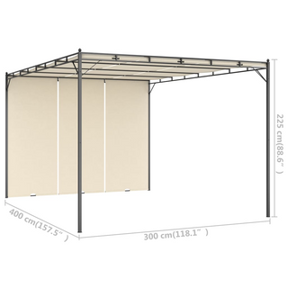 Garden Gazebo with Side Curtain 4x3x2.25 m Cream - Giant Lobelia