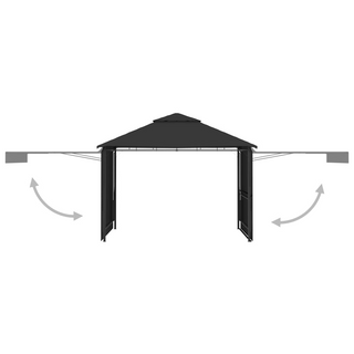 Gazebo with Double Extending Roofs 3x3x2.75 m Anthracite 180g/m² - Giant Lobelia