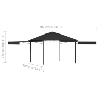 Gazebo with Double Extending Roofs 3x3x2.75 m Anthracite 180g/m² - Giant Lobelia