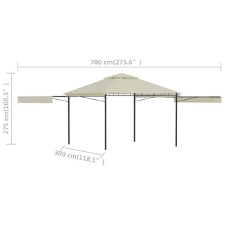 Gazebo with Double Extended Roofs 3x3x2.75 m Cream 180 g/m² - Giant Lobelia