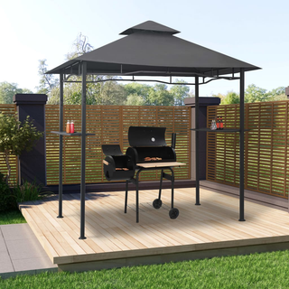 BBQ Gazebo 240x150x255 cm Anthracite Steel - Giant Lobelia