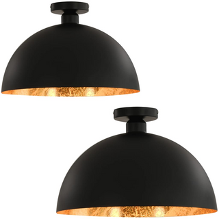 Ceiling Lamps 2 pcs Black and Gold Semi-spherical E27 - Giant Lobelia