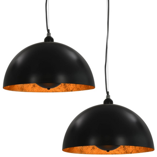 Ceiling Lamps 2 pcs Black and Gold Semi-spherical 40 cm E27 - Giant Lobelia