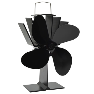 vidaXL Heat Powered Stove Fan 4 Blades Black - Giant Lobelia