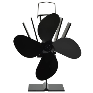 vidaXL Heat Powered Stove Fan 4 Blades Black - Giant Lobelia