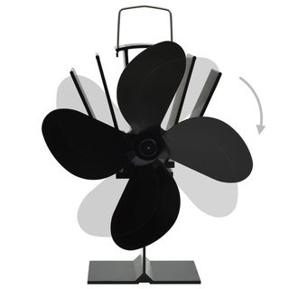 vidaXL Heat Powered Stove Fan 4 Blades Black - Giant Lobelia