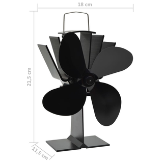 vidaXL Heat Powered Stove Fan 4 Blades Black - Giant Lobelia