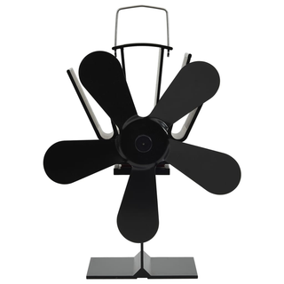 vidaXL Heat Powered Stove Fan 5 Blades Black - Giant Lobelia