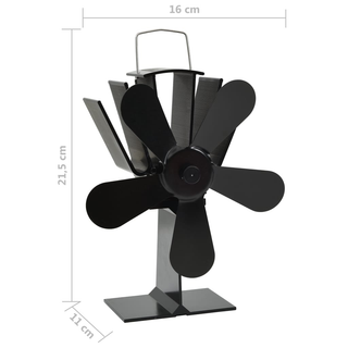 vidaXL Heat Powered Stove Fan 5 Blades Black - Giant Lobelia