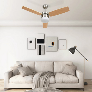 Ceiling Fan with Light and Remote Control 108 cm Light Brown - Giant Lobelia