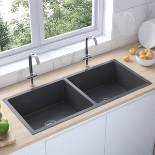 vidaXL Handmade Kitchen Sink Black Stainless Steel - Giant Lobelia