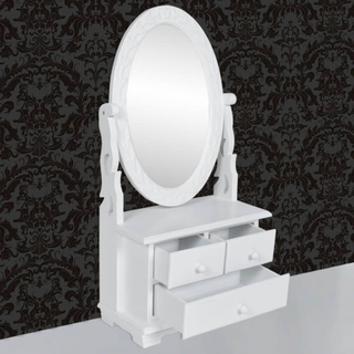 vidaXL Vanity Makeup Table with Oval Swing Mirror MDF - Giant Lobelia