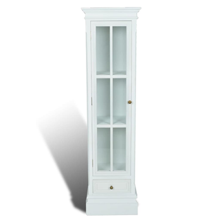 Chic Bookcase Cabinet with 3 Shelves White Wooden - Giant Lobelia