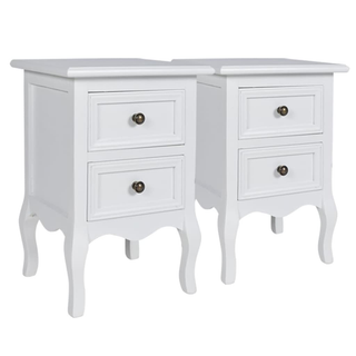 vidaXL Nightstands 2 pcs with 2 Drawers MDF White - Giant Lobelia