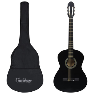 12 Piece Classical Guitar Beginner Set Black 4/4 39" - Giant Lobelia