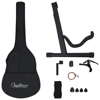 12 Piece Classical Guitar Beginner Set Black 4/4 39" - Giant Lobelia