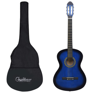 12 Piece Classical Guitar Beginner Set Blue 4/4 39" - Giant Lobelia