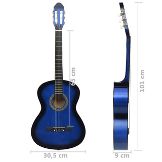 vidaXL Classical Guitar for Beginner Blue 4/4 39" Basswood - Giant Lobelia