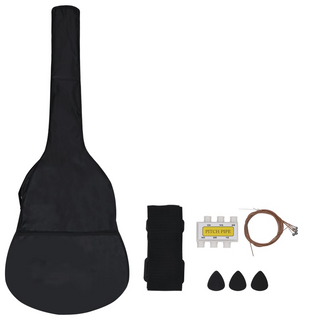 8 Piece Classical Guitar Beginner Set Black 3/4 36" - Giant Lobelia