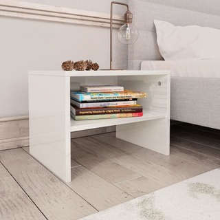 vidaXL Bedside Cabinet High Gloss White 40x30x30 cm Engineered Wood - Giant Lobelia