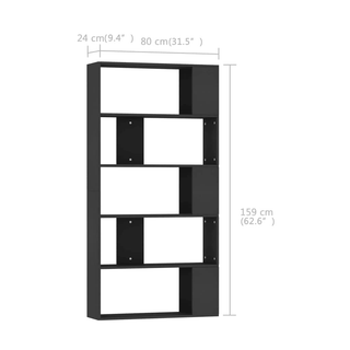 Book Cabinet/Room Divider Black 80x24x159 cm Engineered Wood - Giant Lobelia