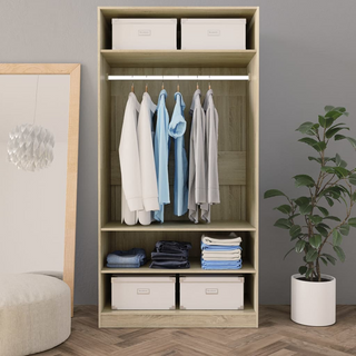 vidaXL Wardrobe Sonoma Oak 100x50x200 cm Engineered Wood - Giant Lobelia