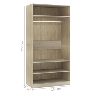 vidaXL Wardrobe Sonoma Oak 100x50x200 cm Engineered Wood - Giant Lobelia