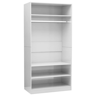 vidaXL Wardrobe High Gloss White 100x50x200 cm Engineered Wood - Giant Lobelia