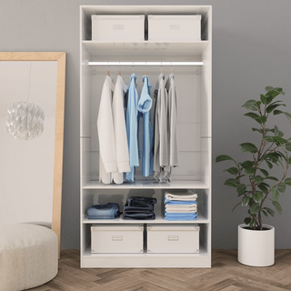 vidaXL Wardrobe High Gloss White 100x50x200 cm Engineered Wood - Giant Lobelia