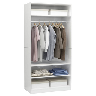 vidaXL Wardrobe High Gloss White 100x50x200 cm Engineered Wood - Giant Lobelia