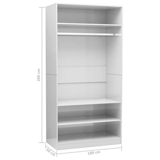 vidaXL Wardrobe High Gloss White 100x50x200 cm Engineered Wood - Giant Lobelia